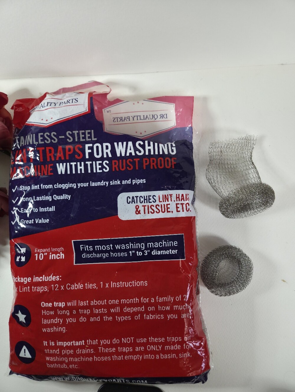 Washing Machine Lint Trap Stainless Steel 48 Pack 29cmx6.5cm, Hose Filter, Mesh